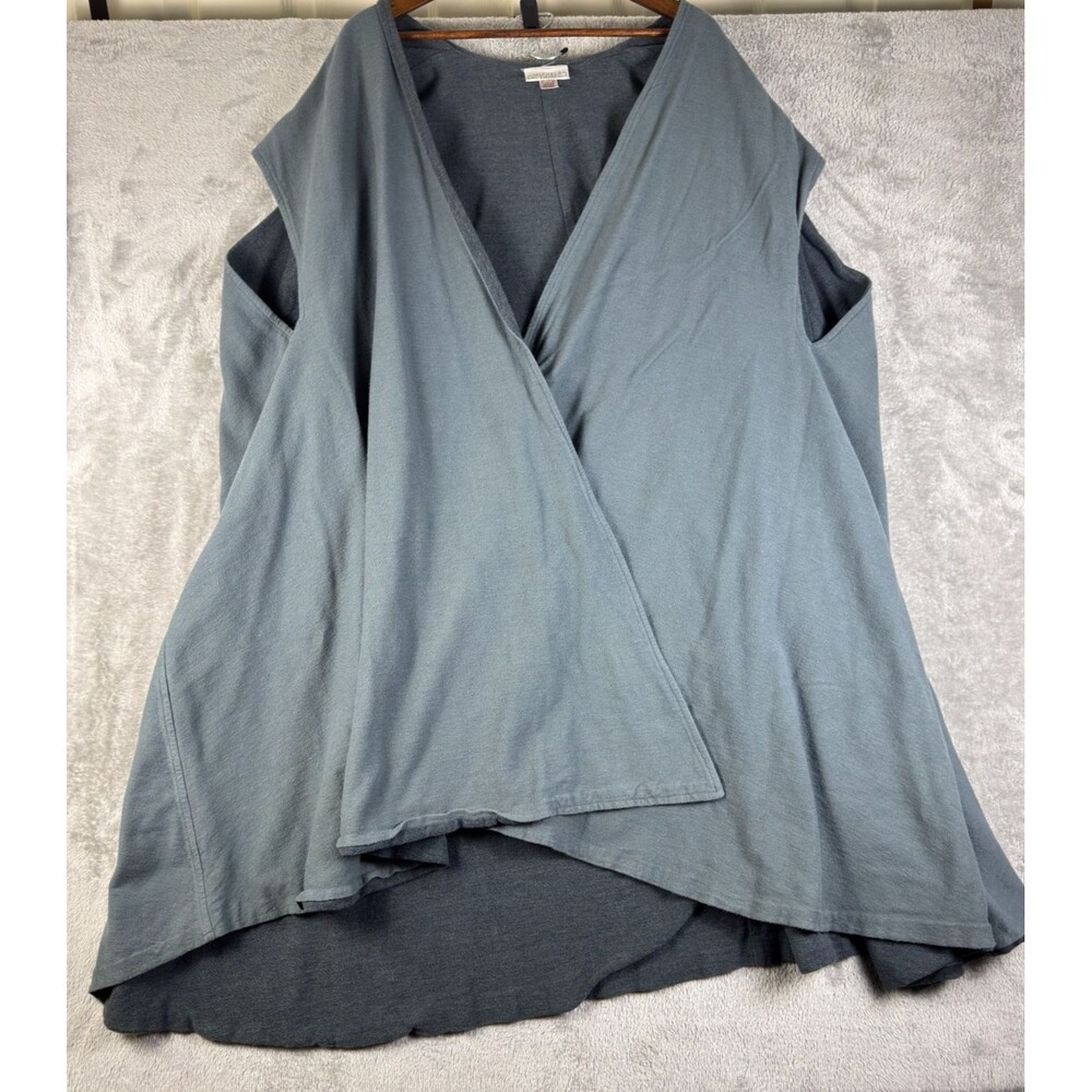 Vintage 80s MICHELE LAMY Slate Gray Draped Cotton Cape Vest Open Wrap Archive